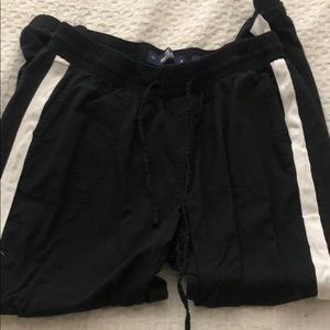 Black and white striped cargo pants